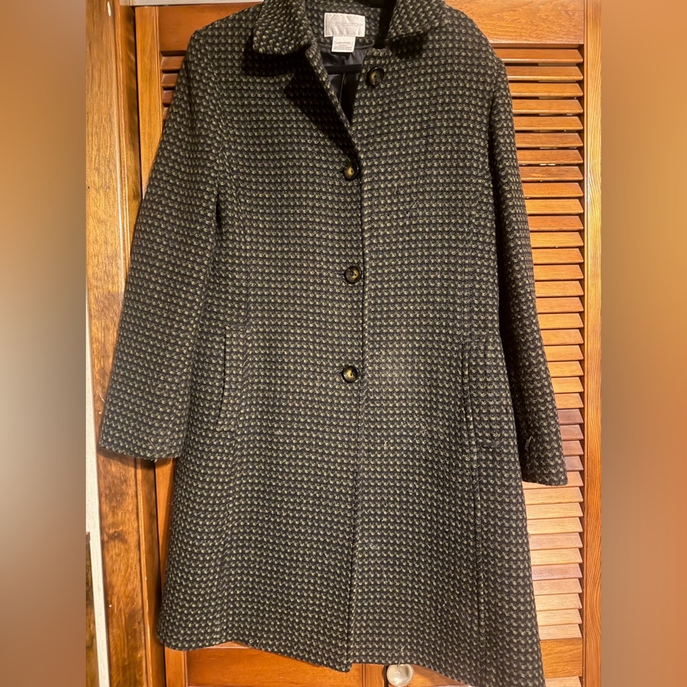 Worthington Women's Black and Green Pea Coat